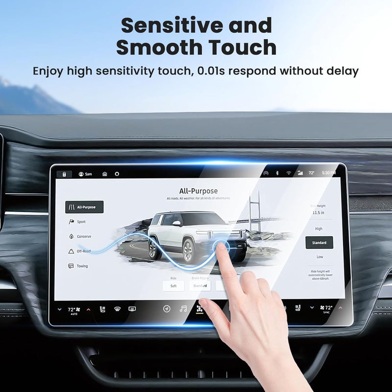 Canvcle 3PCS Screen Protector for 2022-2026 Rivian R1T/R1S, 15.6'' Navigation, 12.3'' Digital, 6.5'' Rear Console Touch Screen Protector Tempered Glass Navigation Display Screen Cover Protective Film - Image 5